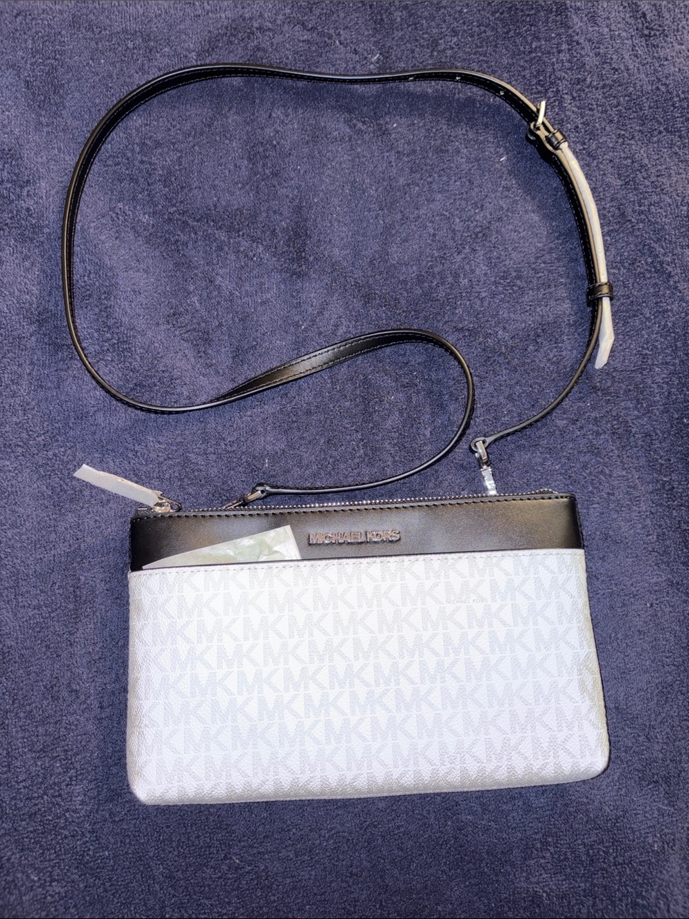 Michael Kors White and Black Signature Crossbody Bag